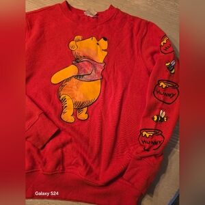 Red Winnie the Pooh Crew Sweatshirt Womens XS Disney